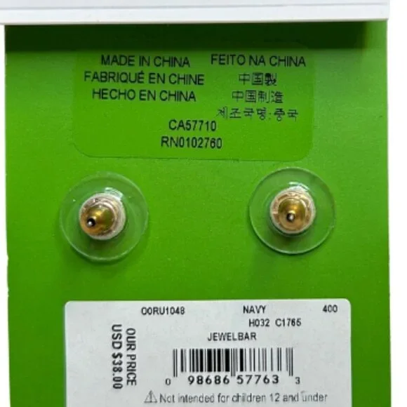 Kate Spade Women's Button stud Earrings Navy new with tags - Picture 2 of 6